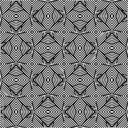 Wallpaper Mural Vector geometric seamless pattern. Minimal ornamental background with abstract shapes. Black and white texture. Simple abstract ornament background. Dark repeat design for decor, fabric, cloth. Torontodigital.ca
