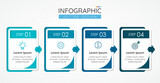 Business infographic design template with icons and 4 options or steps for presentations banner, workflow layout, process diagram, flow chart, info graph. Vector infographics for business concept.
