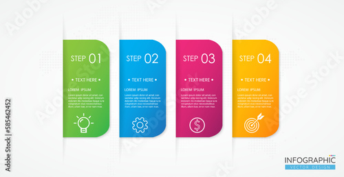 Infographic design template with icons and 4 options or steps for presentations banner, workflow layout, process diagram, flow chart, info graph. Vector Infographics for business concept.