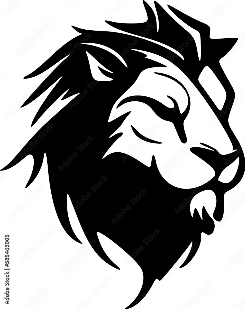 ﻿Vector logo with a black & white lion - minimalistic & elegant.