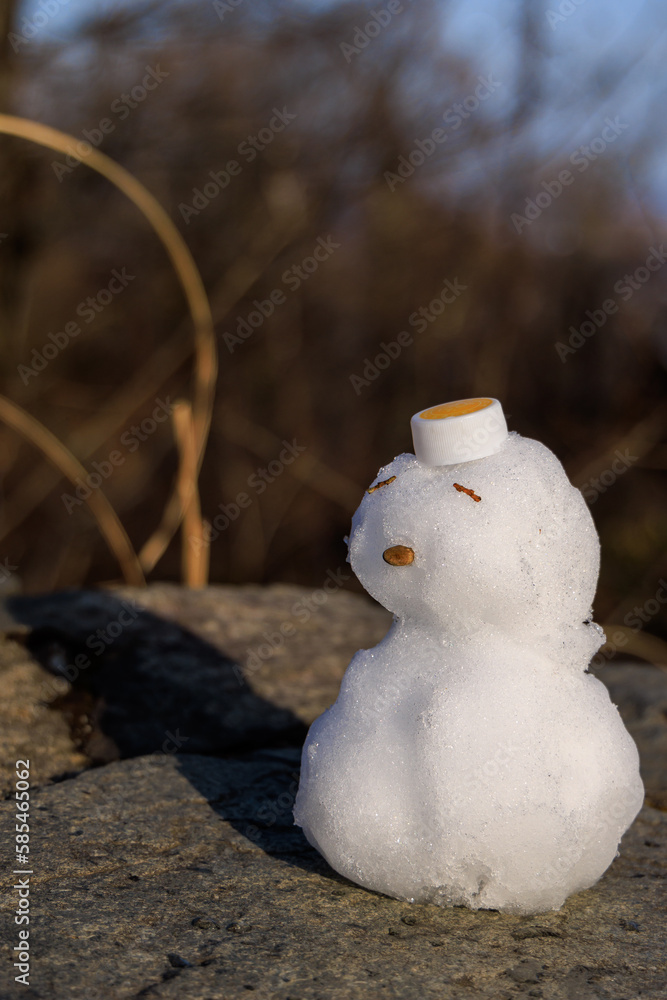Obraz premium 冬の高尾山での小さくてかわいい雪だるま