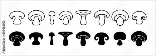 Doodle mushroom icon icolated. Vegetable healthy food. Hand drawn art line. Stencil vector stock illustration. EPS 10 photo