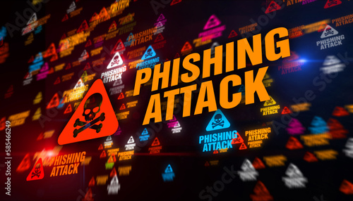Phishing attack symbol tunnel effect fly between