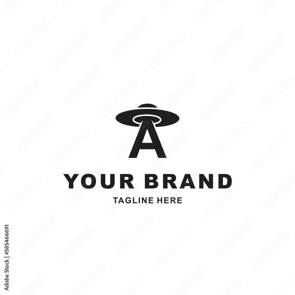 letter A logo and flying saucer letter A logo and flying saucer
