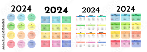 Calendar for 2024 isolated on a white background
