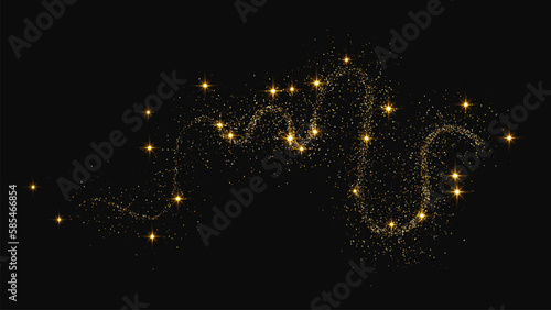 Gold glittering confetti wave and stardust