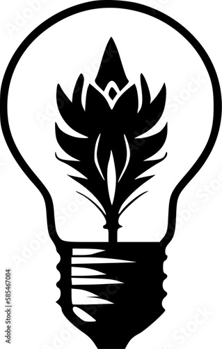 Bulb - Black and White Isolated Icon - Vector illustration