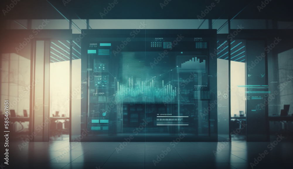 Digital virtual concept. Abstract virtual stats data hologram on a modern office background by generative AI. Digital virtual concept. Abstract virtual stats data hologram on a modern office background by generative AI.