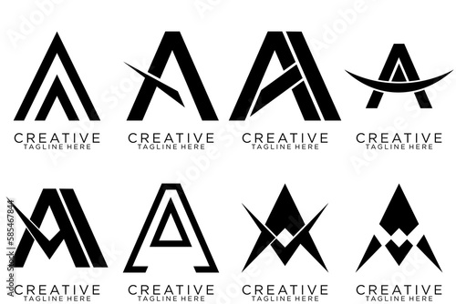 logo collection, Abstract letter A logo design. icons for business of luxury, elegant, simple.