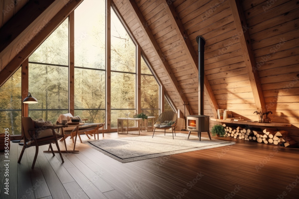 Luxury wooden cabin in the forest interior Luxury wooden cabin in the forest interior