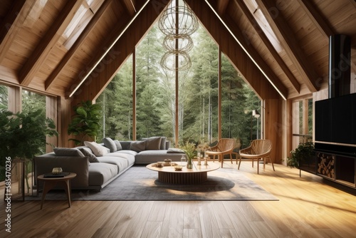 3d render of wooden cabin in forest