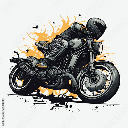 A Man Riding on Fashion Motocross Motorcycle Abstract Circle Background, Best Use for Sticker.