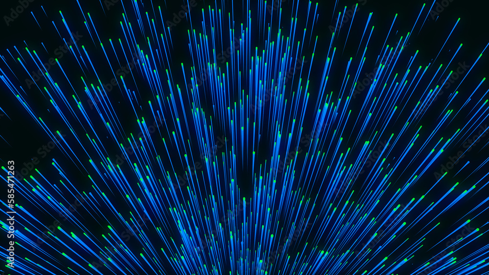 Obraz premium Abstract technology wave of particles. Big data visualization. Dark background with motion lines. Artificial intelligence. 3d rendering.