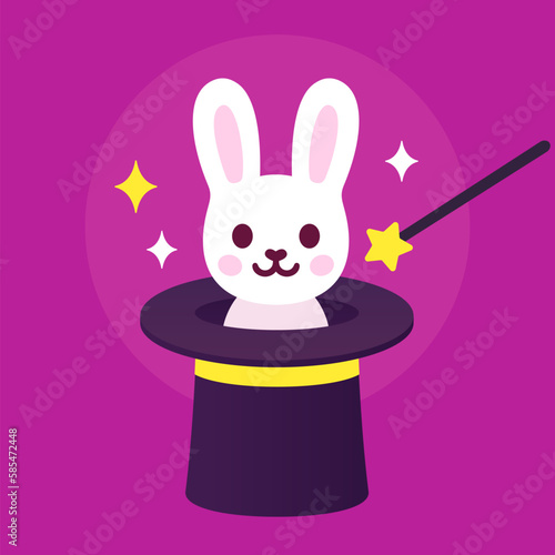Magic trick bunny in magician's hat