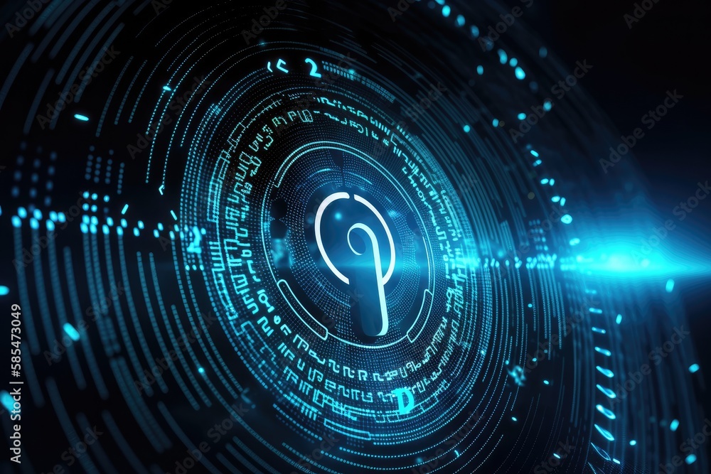 Digital lock guard sign binary code number. Big data personal information safety technology closed with padlock. Digital lock guard sign binary code number. Big data personal information safety technology closed with padlock.