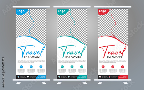 Roll Up Banner template, stand design, advertisement, display, business flyer, vector illustration