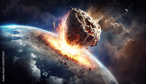 falling asteroid to earth. Generative AI, photo