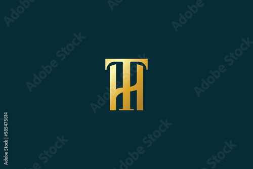 TH letter with golden typography brand logo design, th brand icon, th fashion logo, th icon, golden th icon