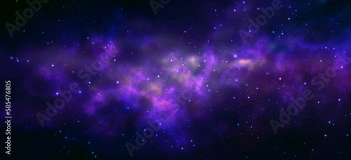 Space background with realistic nebula and shining stars. Magic colorful galaxy with stardust