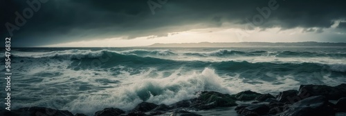 Riding the Storm: Dramatic Ocean Waves and Clouds