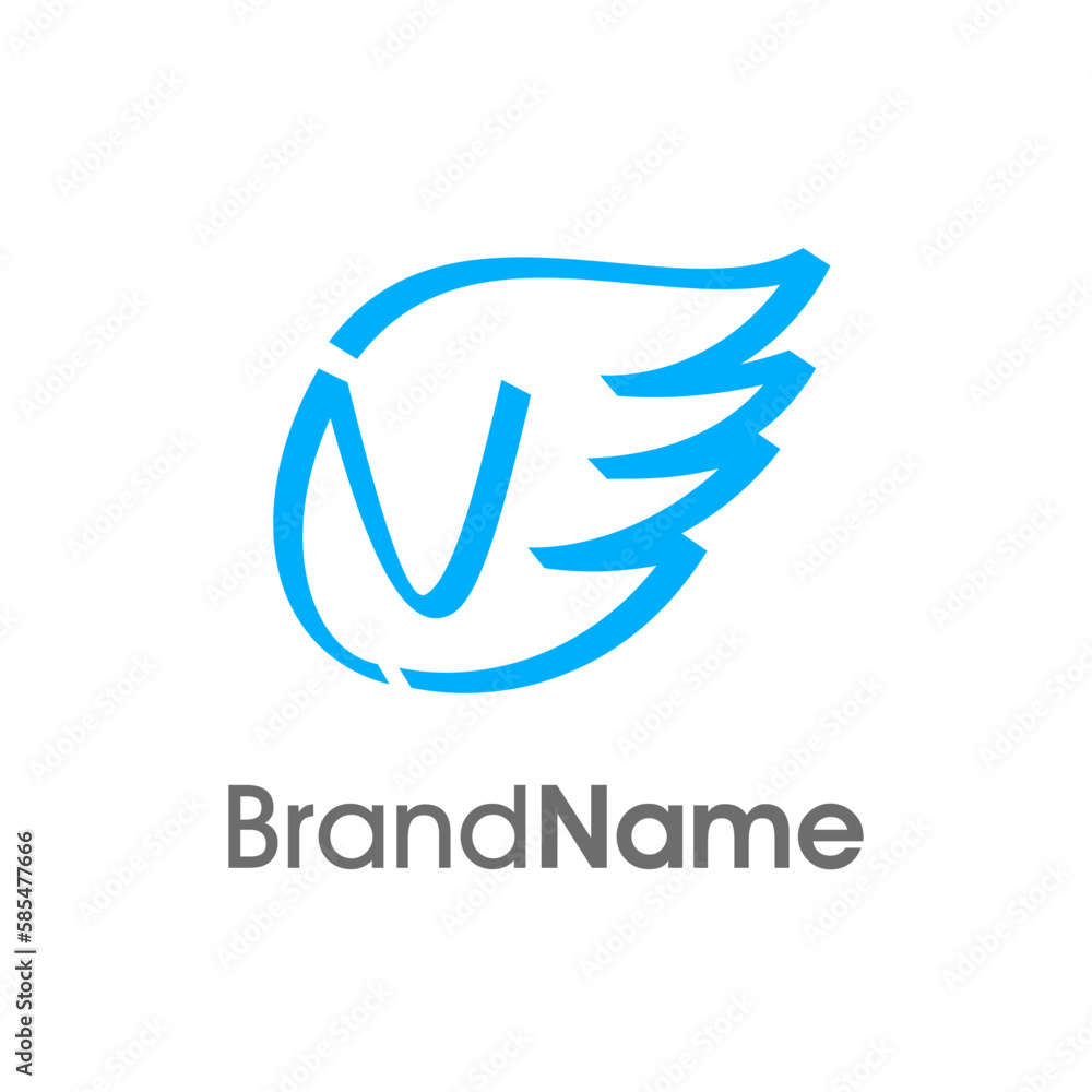 Naklejka premium Initial N Ribbon Wing Logo