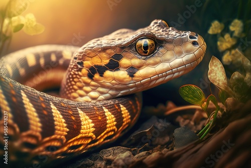 Beautiful photo snake natural background with Generative AI technology