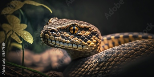 Beautiful photo snake natural background with Generative AI technology