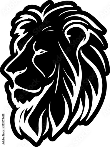 ﻿A vector lion logo in black and white with a simple design.