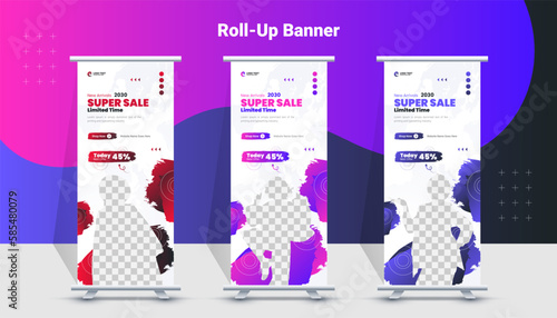 Fashion roll-up banner template design