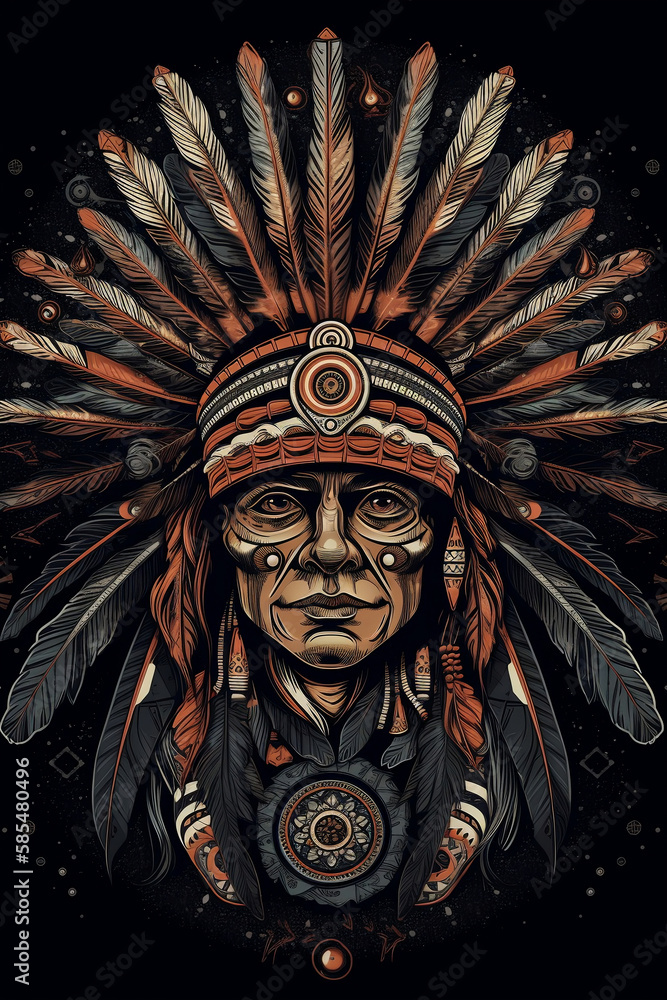 Native American chief art , Created With generative AI