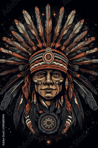 Native American chief art , Created With generative AI