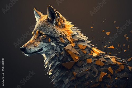 Fototapeta Naklejka Na Ścianę i Meble -  Wolf animal abstract wallpaper. Contrast background in vivid colors generative ai