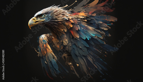 Eagle abstract wallpaper. Contrast background falcon in vivid colors generative ai © Roman