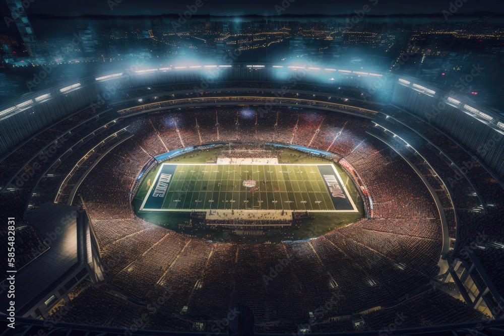 NFL Superbowl stadium at night.American football .