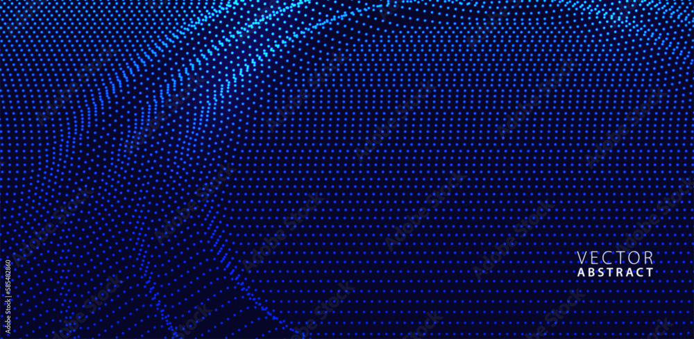 Abstract Blue Ripple Background. Wavy Halftone Dots. Vector 3d Illustration. Abstract Blue Ripple Background. Wavy Halftone Dots. Vector 3d Illustration.
