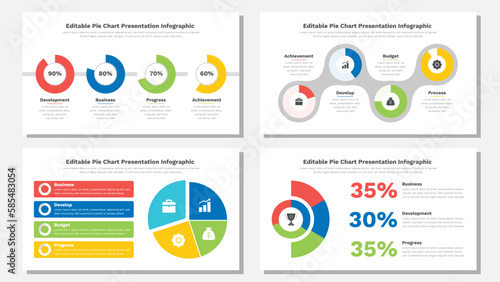  pie charts infographic presentation template Fully editable