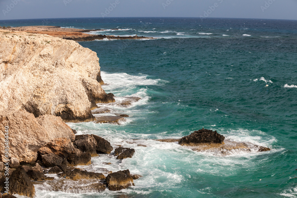 Coastal rocks of Mediterranean Sea. Natural landscape of Cyprus Coastal rocks of Mediterranean Sea. Natural landscape of Cyprus