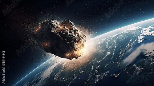 Asteroid hitting the earth - ai generated