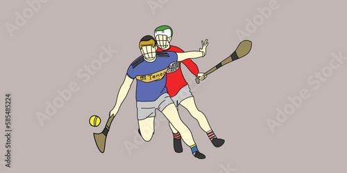 Two hurling players against each other photo