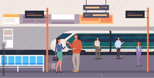 Subway railway train station metro city concept. Vector graphic design illustration