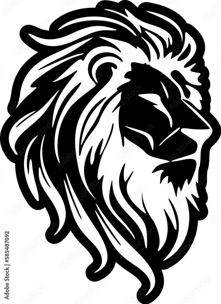 ﻿A vector logo of a lion with a simplistic black and white design.