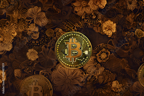 Background with cryptocurrency coins. Background ideal for projects related to finance  technology and digital currency. Generative AI 