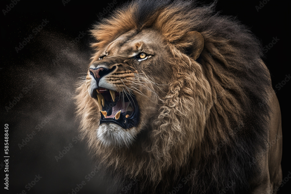 As the lion lets out a deafening roar, its powerful jaws open wide, revealing its razor-sharp teeth and sending chills down the spines of nearby animals. Generative Ai