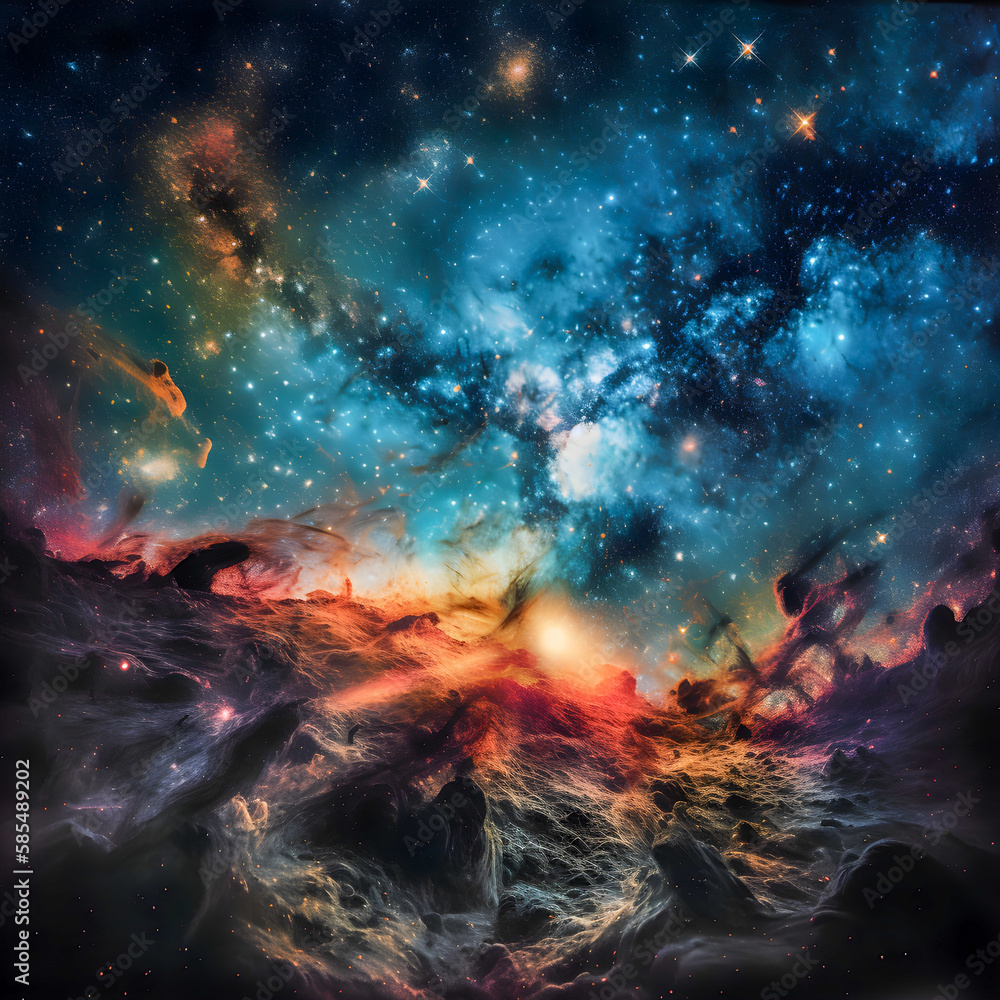 Galaxy with stars, planets, and other celestial bodies, vibrant and colorful, Generative AI Galaxy with stars, planets, and other celestial bodies, vibrant and colorful, Generative AI