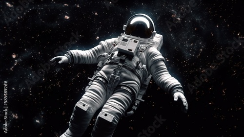 Astronaut floating in a cosmic sea of stars, 3D render, Generative AI