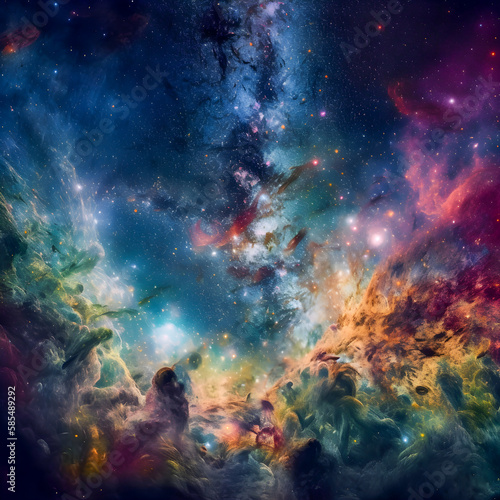 Galaxy with stars  planets  and other celestial bodies  vibrant and colorful  Generative AI