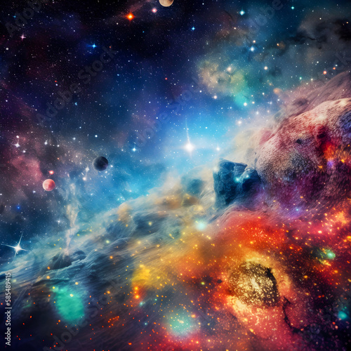 Galaxy with stars  planets  and other celestial bodies  vibrant and colorful  Generative AI