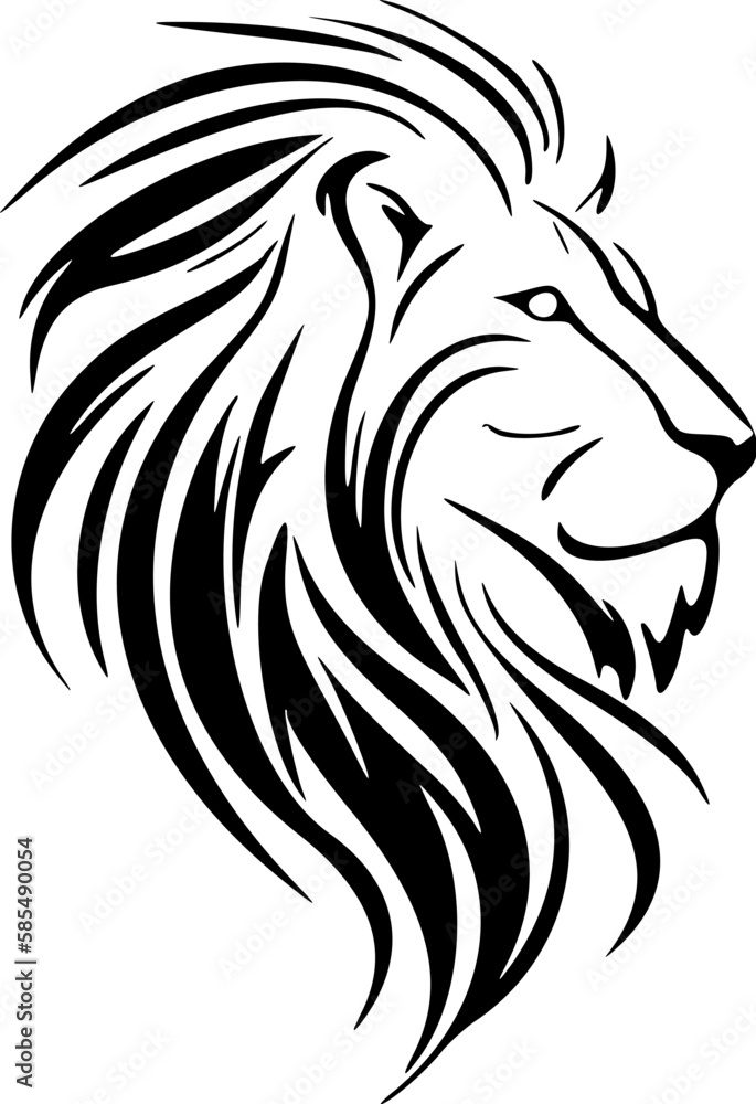 ﻿Black and white vector logo of a lion, simple.