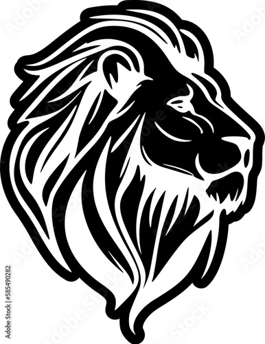 Minimalist lion logo in black and white style vector.