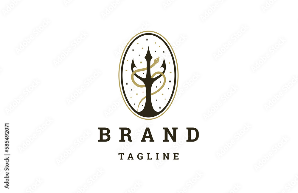 Trident snake logo icon design template flat vector Trident snake logo icon design template flat vector
